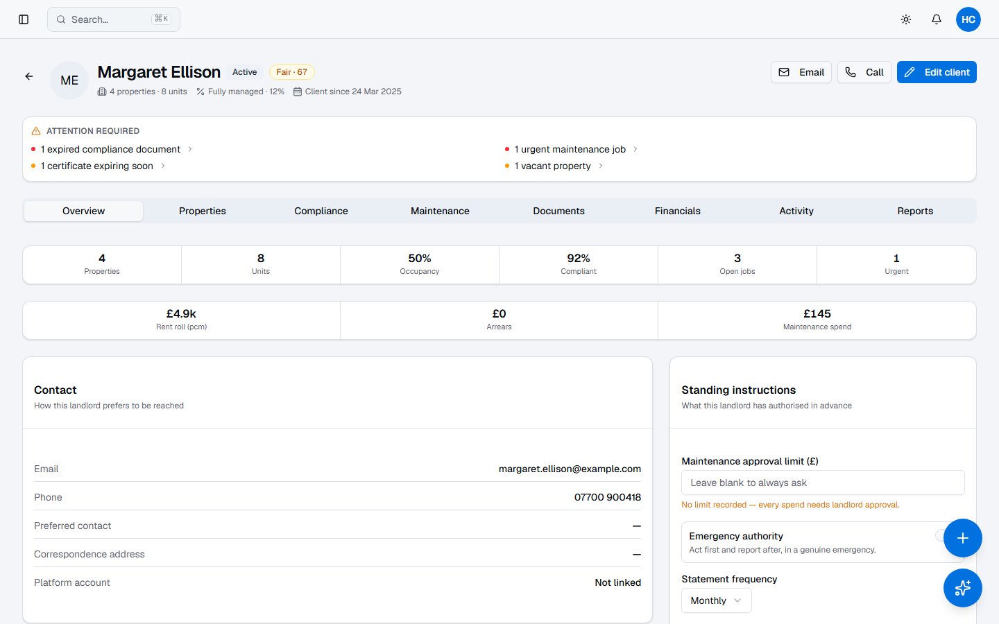 Slate Client record screen